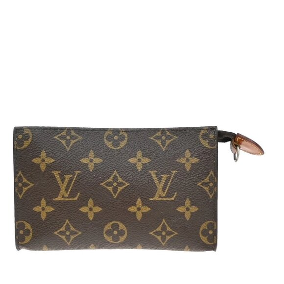 LOUIS VUITTON Logo BUCKET PM Pouch Bag Monogram Leather Brown France 09KA724 - Picture 1 of 16